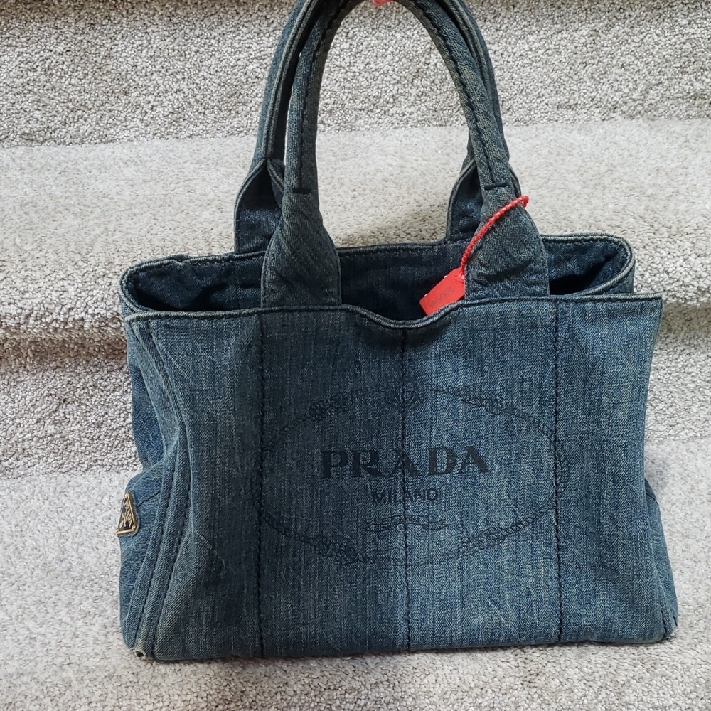 Prada Blue Denim Tote Bag Authentic